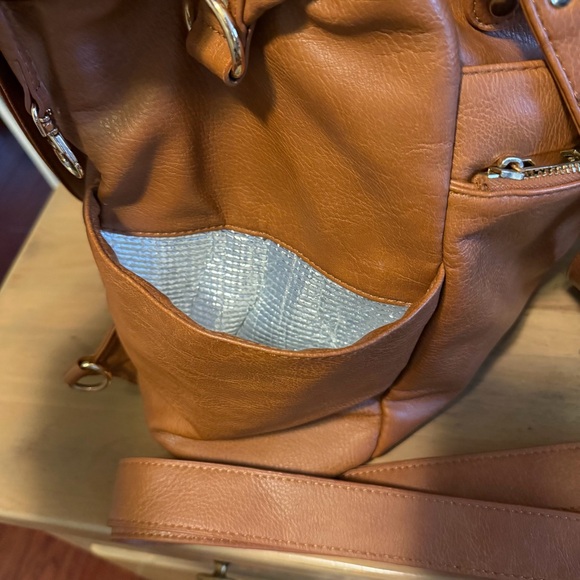 Mominside Convertible Diaper Bag Backpack Brown Vegan Leather Cooler Pockets - Picture 11 of 16